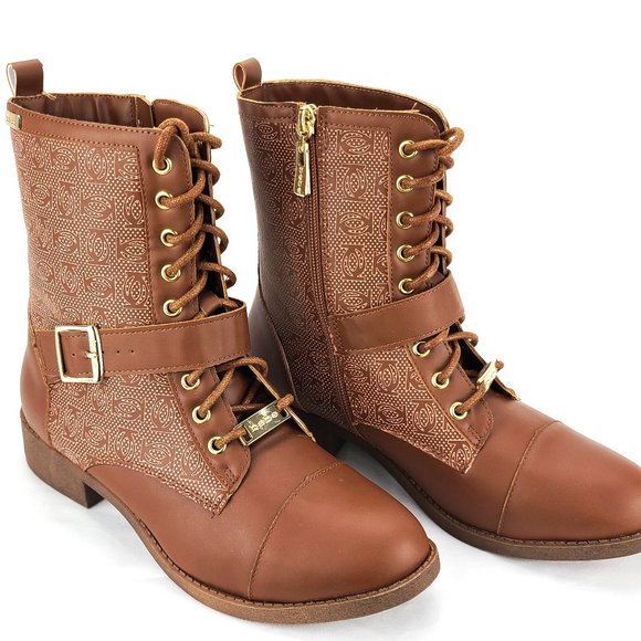 Bebe Women's Ofeibea Logo Ankle Boots Comba size 8 - Picture 2 of 10